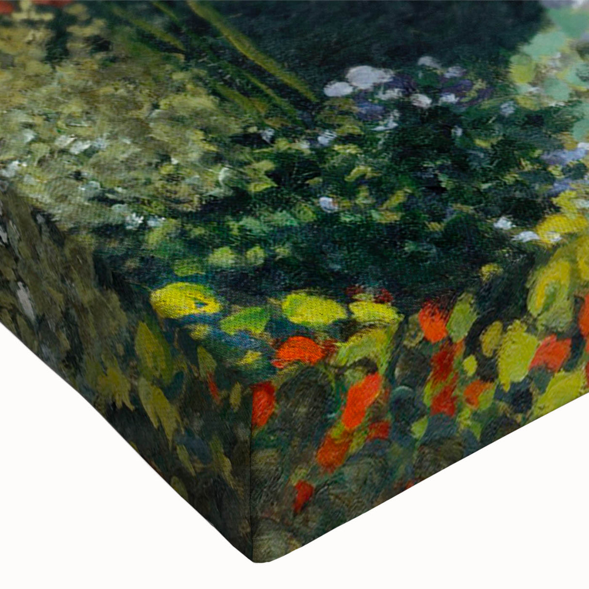 Close-up of a large art canvas depicting a black and white landscape painting, ideal for bedroom wall decor.
