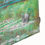 Large abstract wall art print of Monet-inspired scenes on acrylic glass.