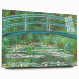 Acrylic print of a Claude Monet-inspired abstract design in soft blues and greens, ideal for bedroom or dining room art.