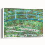 Framed vintage poster art of Claude Monet's painting on canvas, featuring vibrant colors, ideal for living room decor.