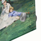 Large abstract wall art by Claude Monet, featuring soft water lilies in pastel shades on acrylic glass.