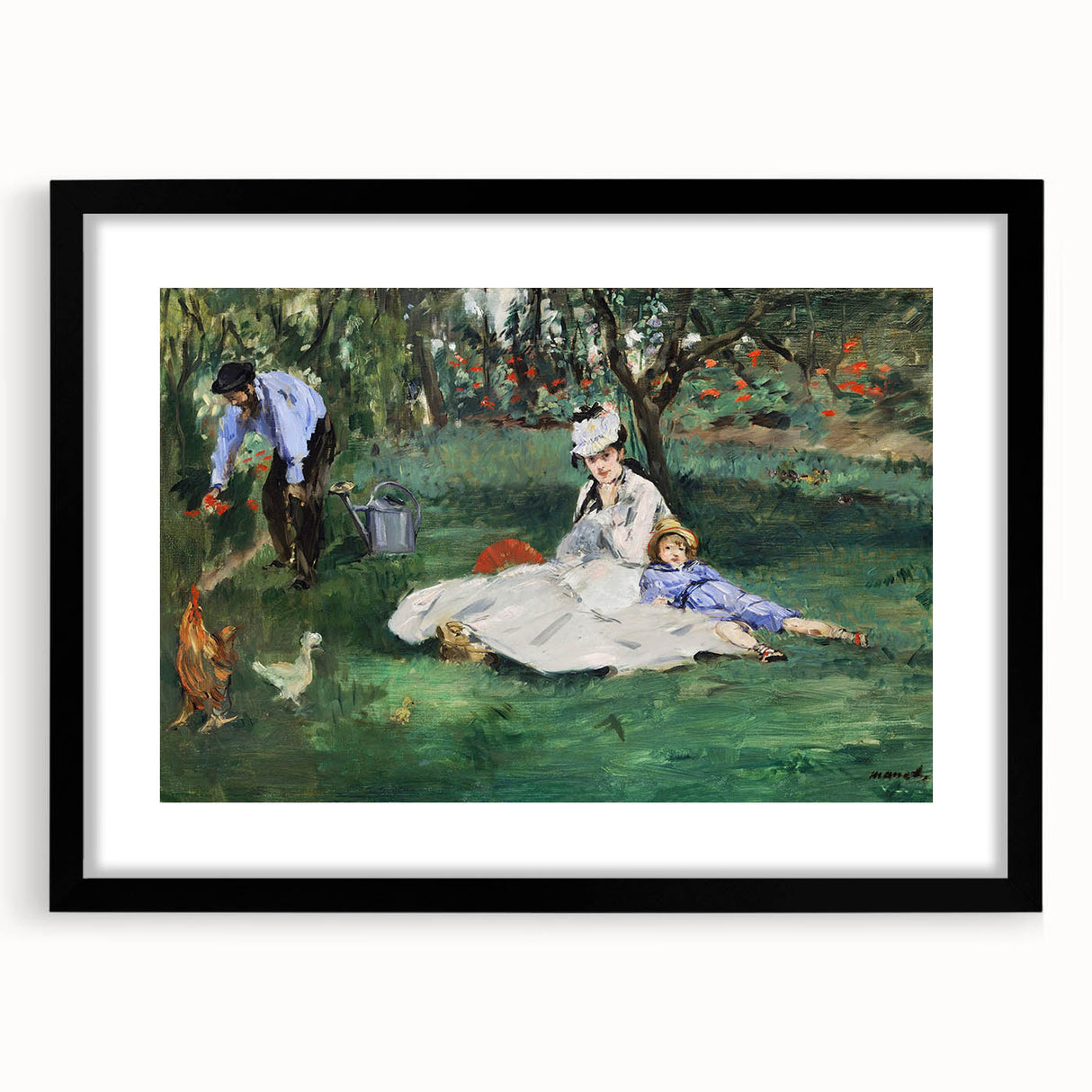 Extra large abstract art print featuring colorful, textured brushstrokes on a black framed canvas.