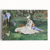 Black and white Claude Monet painting on stretched canvas, ideal for kitchen wall art.