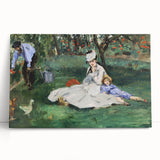Black and white canvas print of Claude Monet's impressionist artwork, ideal for kitchen wall art or bedroom ambiance.