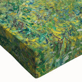 Close-up of a large art canvas depicting a black and white landscape painting, ideal for bedroom wall decor.