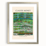 Textured abstract art print of a Claude Monet painting in muted colors on a silver-framed canvas, ideal for bedroom art.