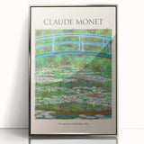 Mid-century modernist art by Claude Monet, featuring cool blue and green tones on a framed acrylic print.