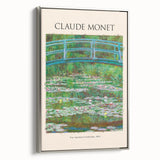 Framed canvas of Claude Monet landscape painting with colorful brushstrokes on a black background, ideal for vintage decor.