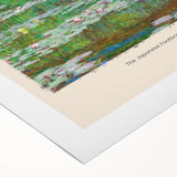 Art deco poster featuring Claude Monet's impressionist style on a rolled canvas, ideal for dining room wall art.