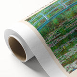 Art Deco-style poster of Claude Monet's garden, featuring soft pastel colors on rolled canvas, ideal for nursery wall art.