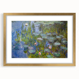 Extra large wall art for living room featuring a textured abstract print of Claude Monet's impressionist style in a gold…