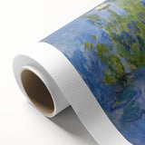 Art Deco poster of Claude Monet's impressionist painting on rolled canvas, featuring soft pastel shades.