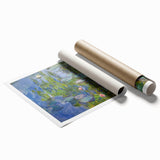 Extra large rolled print of Claude Monet's floral artwork in vibrant hues, ideal for classy bathroom wall art.