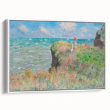 Framed canvas of Claude Monet's vintage poster art in colorful tones, ideal for living room decor.