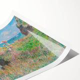 Extra large rolled print featuring line art flowers in soft pastel shades, ideal for large living room wall art.