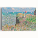 Black and white print of Claude Monet's painting on stretched canvas, ideal for kitchen wall art.
