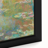 Close-up of a textured, extra large Claude Monet-inspired black wall art on canvas, featuring vibrant.