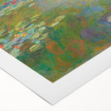 Art deco poster featuring a Claude Monet design in pastel shades on rolled canvas, suitable for dining room wall art.