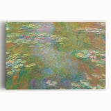 Black and white print of Claude Monet's painting on stretched canvas, featuring a serene landscape, ideal for kitchen art.
