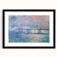 Colorful abstract art print by Claude Monet on textured canvas, framed in black, ideal for large living room walls.