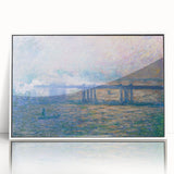 Acrylic print of Claude Monet's impressionist painting in soft pastel shades, framed in white.