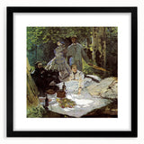 Abstract art print of colorful, textured strokes on extra large canvas, framed in black, ideal for living room decor.