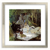 Textured art print of a Claude Monet impressionist painting in a silver frame, ideal for bedroom art.