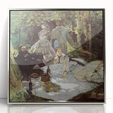 Mid-century modernist art by Claude Monet, featuring soft pastel shades on a framed acrylic, suitable for nursery wall art.