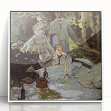 Art Deco style poster of Claude Monet's impressionist painting, framed in white acrylic, suitable for modern nursery decor.