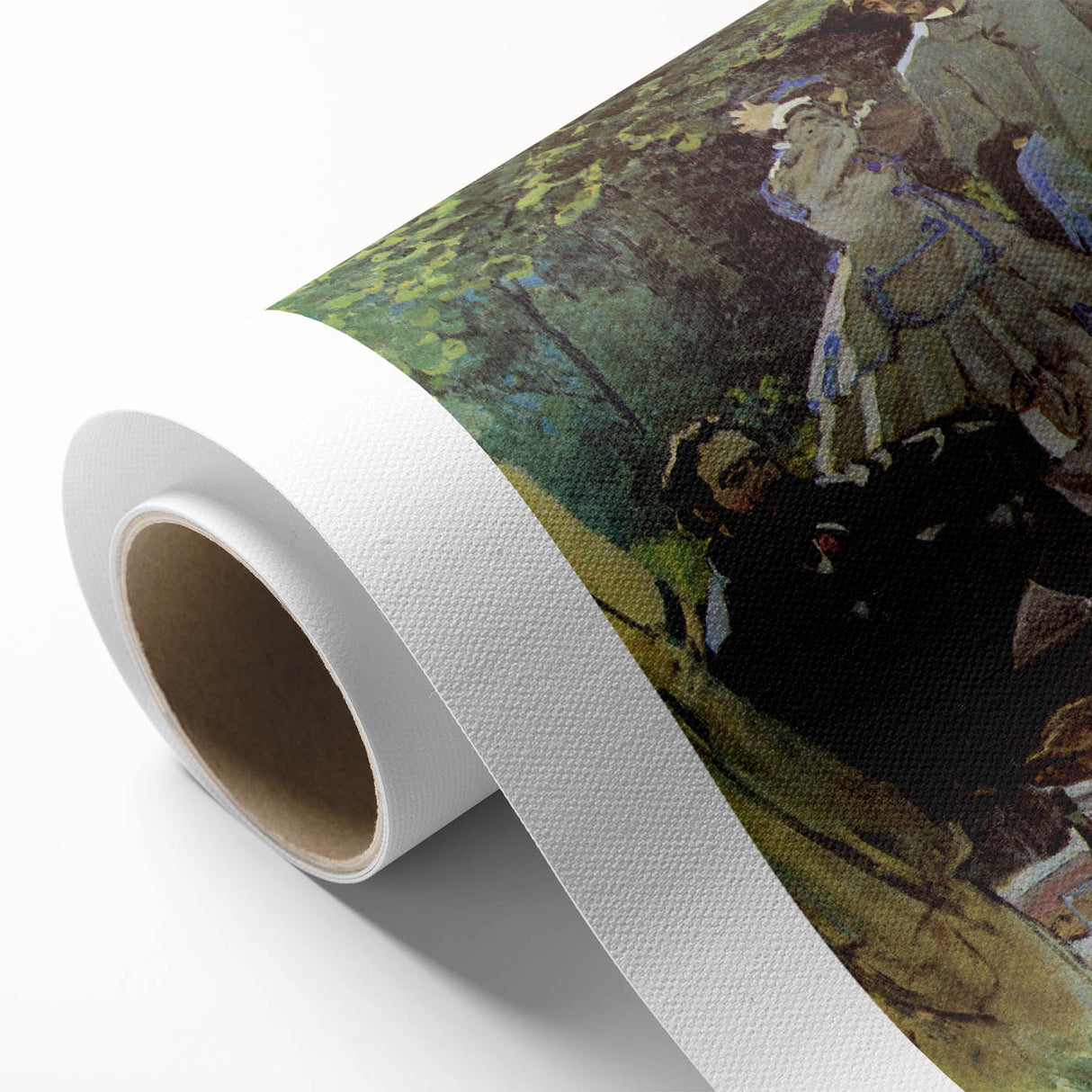 Art Deco-style poster of Claude Monet's artwork on rolled canvas, featuring soft pastel colors, ideal for nursery wall art.