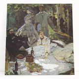 Black and white print of Claude Monet's impressionist artwork on stretched canvas, ideal for kitchen wall art.