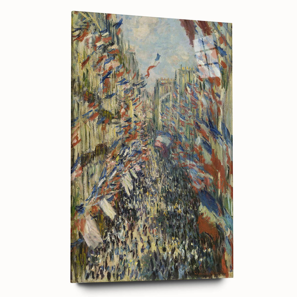 Acrylic print of Claude Monet's impressionist artwork in soft blue and green tones, ideal for bedroom or dining room art.