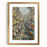 Extra large, textured abstract art print of Claude Monet's design in a gold frame, suitable for living room decor.