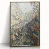 Large art print of a Monet painting in acrylic, framed in gold, featuring soft pastel hues, ideal for modern nursery decor.