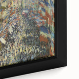 Close-up of a framed canvas featuring a textured, colorful impressionist painting, ideal for living room decor.