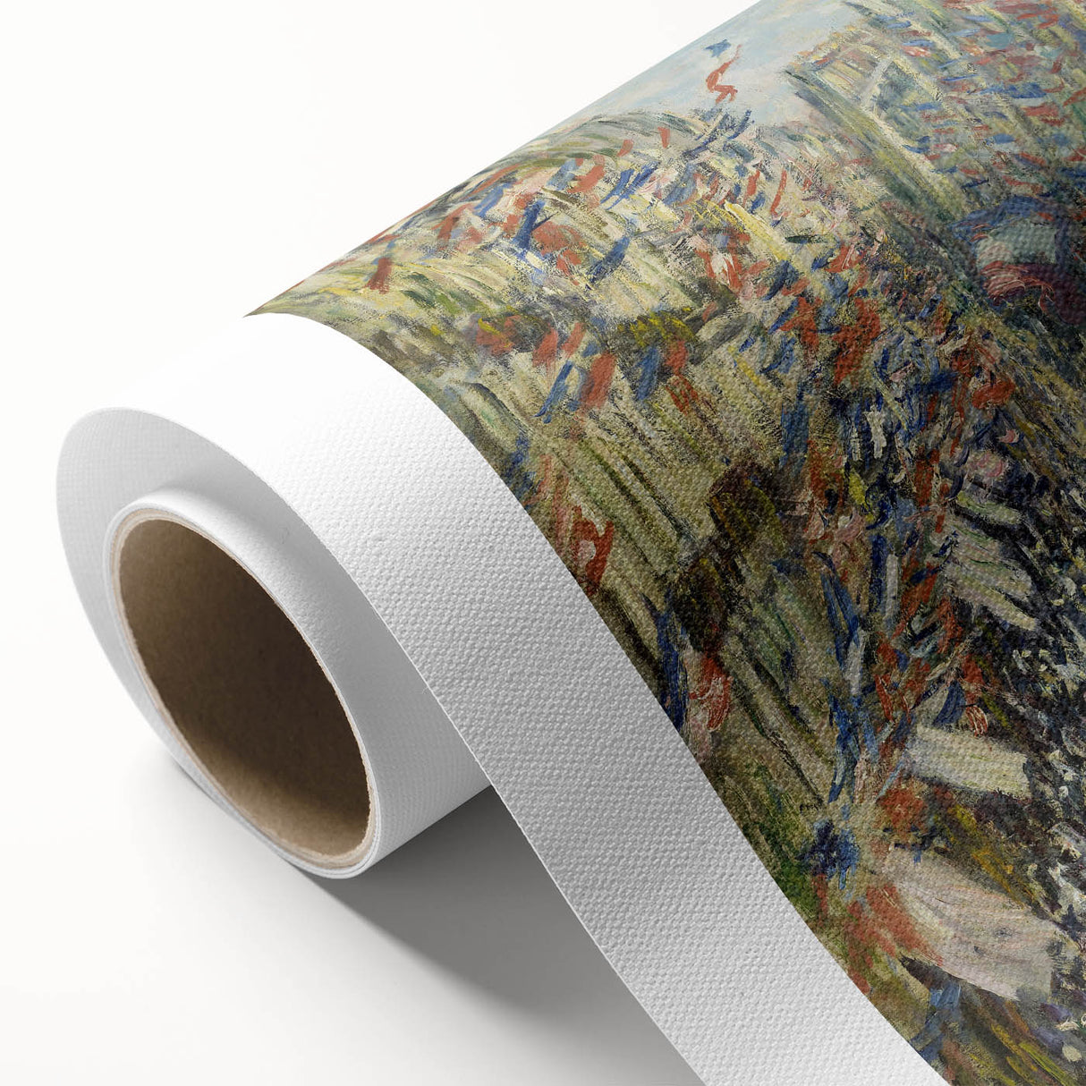 Art Deco poster of Claude Monet's garden in pastel shades on rolled canvas, ideal for nursery wall art.
