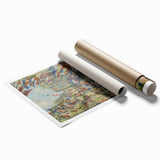 Extra large rolled print of Claude Monet’s floral painting in muted tones, ideal for classy bathroom wall art.