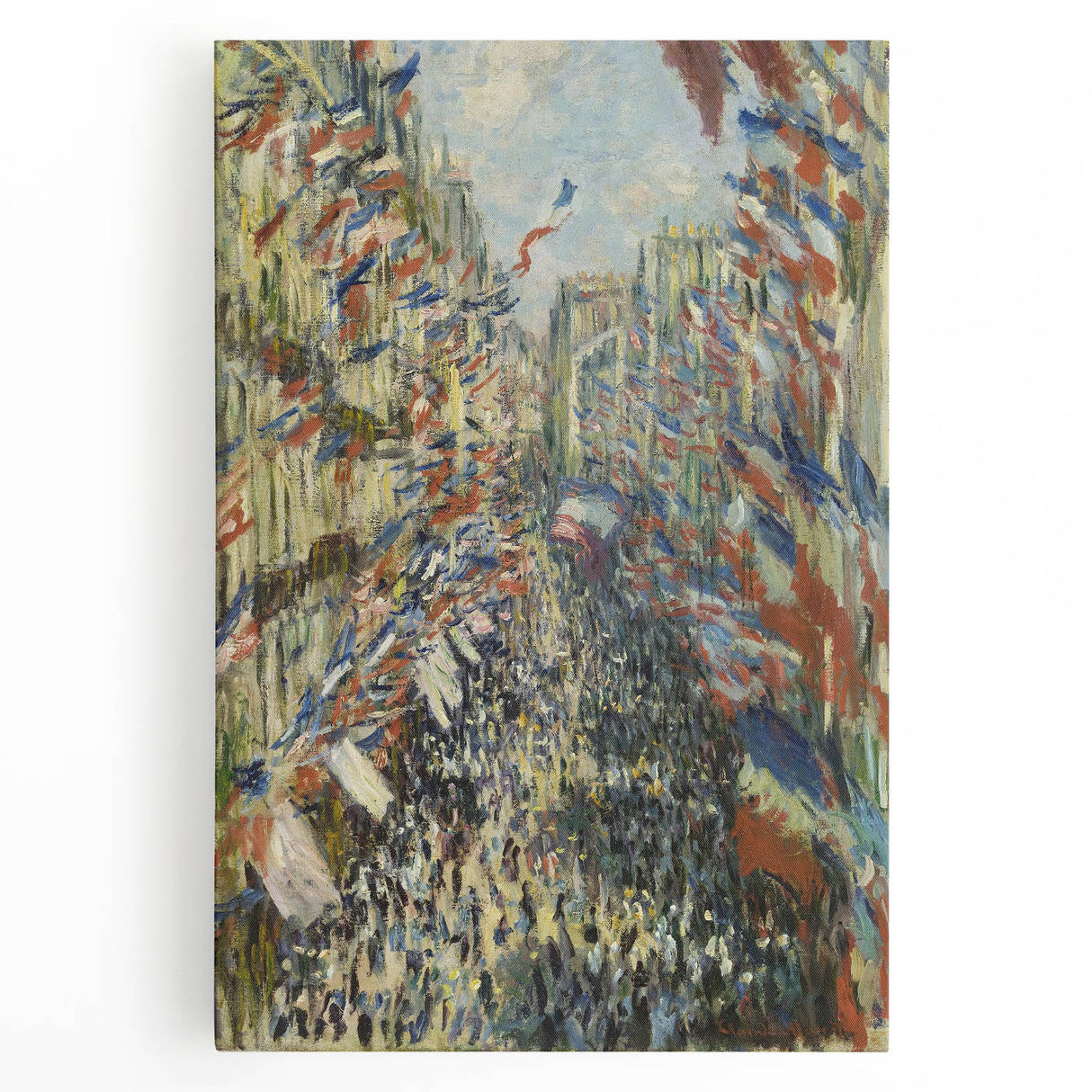 Black and white print of Claude Monet's artwork on large stretched canvas, ideal for kitchen art.