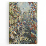 Black and white print of Claude Monet's artwork on large stretched canvas, ideal for kitchen art.