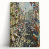 Black and white print of Claude Monet's impressionist artwork on stretched canvas, ideal for kitchen wall art.