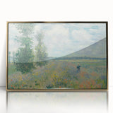 Large art print of a Claude Monet impressionist painting, framed in gold acrylic, ideal for modern nursery decor.