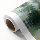 Art Deco style poster of Claude Monet's artwork in cool blue and green tones on rolled canvas, ideal for nursery wall art.