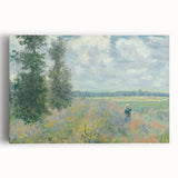 Black and white print of Claude Monet's artwork on large stretched canvas, ideal for kitchen wall art.