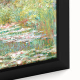 Extra large framed canvas featuring a close-up of Claude Monet's impressionist painting with vibrant.
