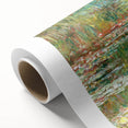Art Deco style poster of Claude Monet's impressionist artwork on rolled canvas.