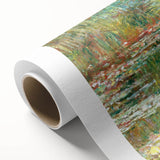 Art Deco style poster of Claude Monet's impressionist artwork on rolled canvas.