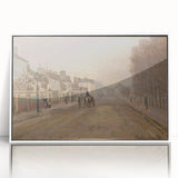 Framed acrylic print of Claude Monet's impressionistic lilies in soft pastel hues, suitable for modern nursery decor.