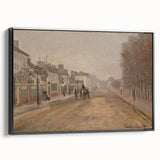 Black and white landscape painting on framed canvas, featuring a vintage poster style, suitable for bedroom wall art.