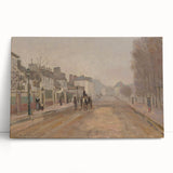 Black and white print of Claude Monet's artwork on stretched canvas, ideal for kitchen wall art.