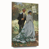 Large abstract wall art featuring Monet-inspired water lilies in soft blues and greens on acrylic glass.